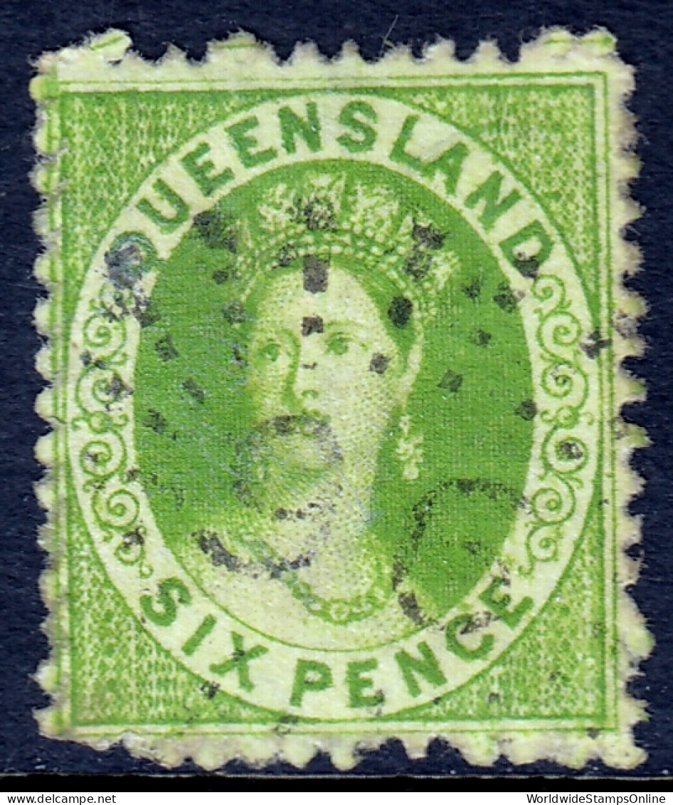 Queensland - Scott #28 - P13 - Used - Rnd. Cnr. LL, Pencil/reverse - SCV $14.00 - Used Stamps