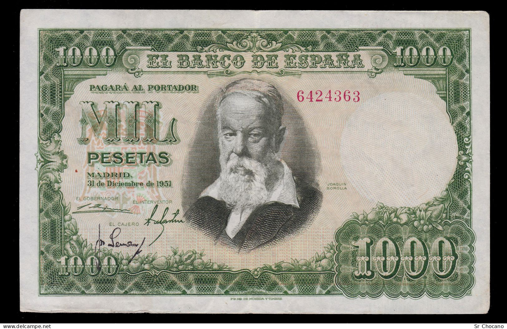 España.1.000pts.MBC.SIN SERIE.1953. Nº 04798232 SOROLLA - 1000 Pesetas