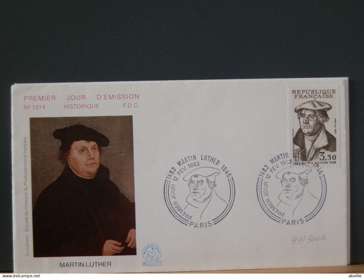 97/306A  FDC   FRANCE  1983 LUTHER - Théologiens