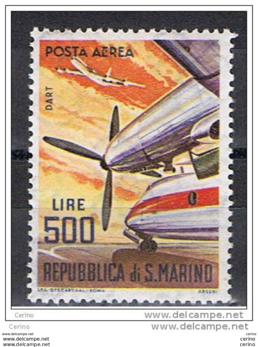 SAN  MARINO:  1965  P.A.  AEREO  MODERNO  -  £. 500  POLICROMO  N. -  SASS. 149 - Luftpost