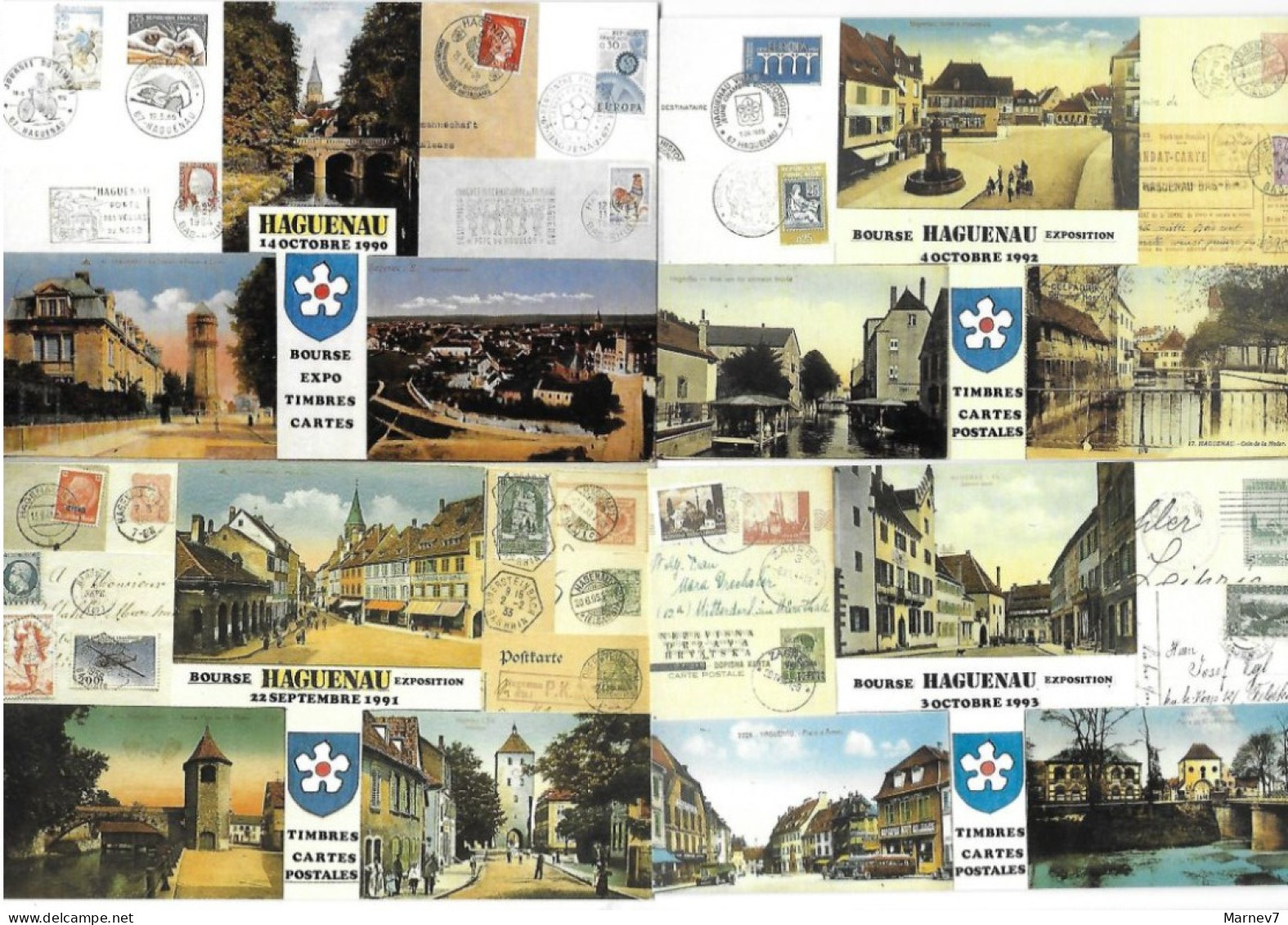 Exposition - Bourse Timbres Cartes - HAGUENAU - Bas Rhin -1990 1991 1992 1993 - Vues De La Ville - 4 Cartes - Manifestations