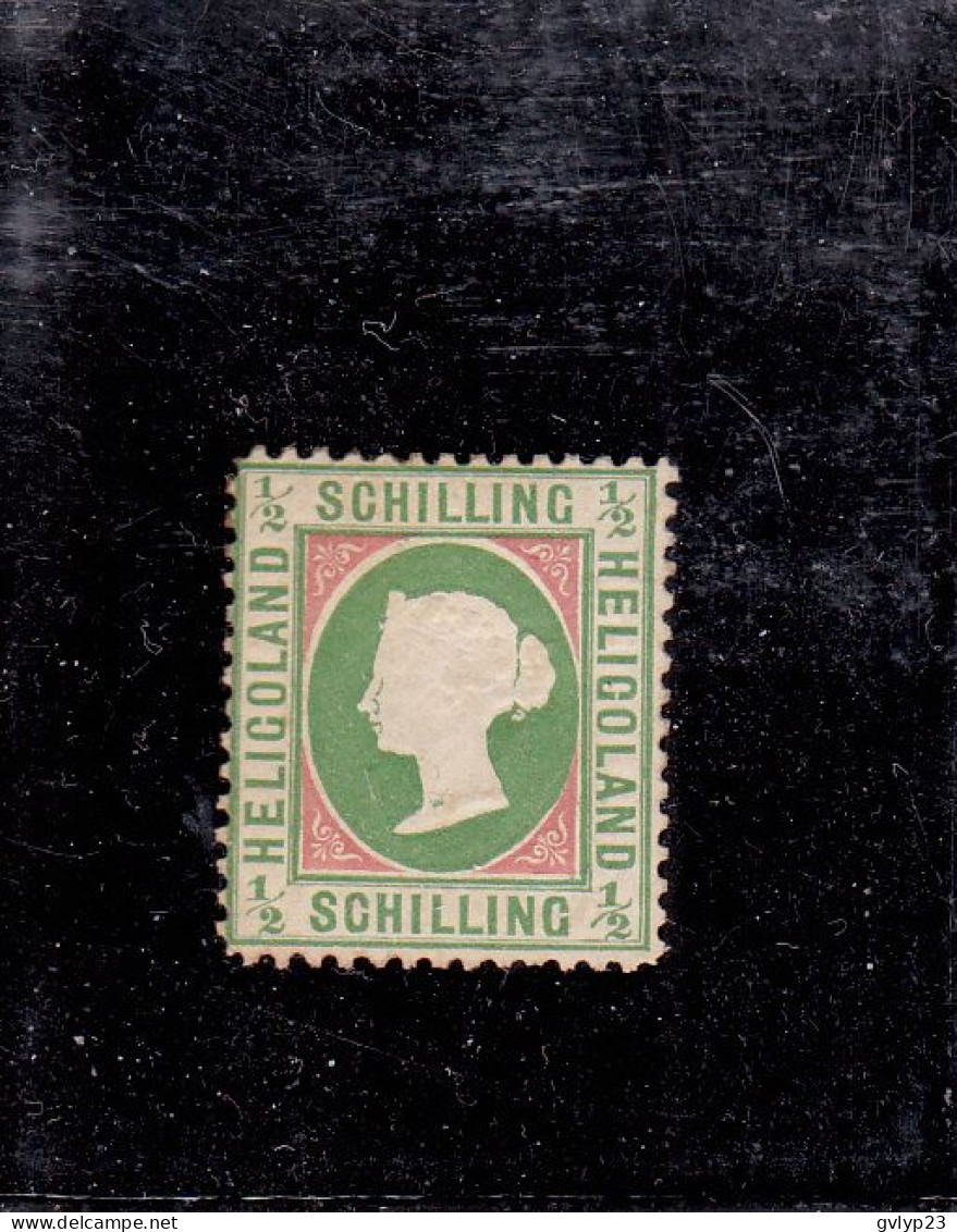 FAUX/RéIMPRESSION / VICTORIA / 1/2 S VERT ET CARMIN / NEUF * / TIMBRE SIGNé / N° 6 YVERT ET TELLIER / 1868-74 - Heligoland (1867-1890)