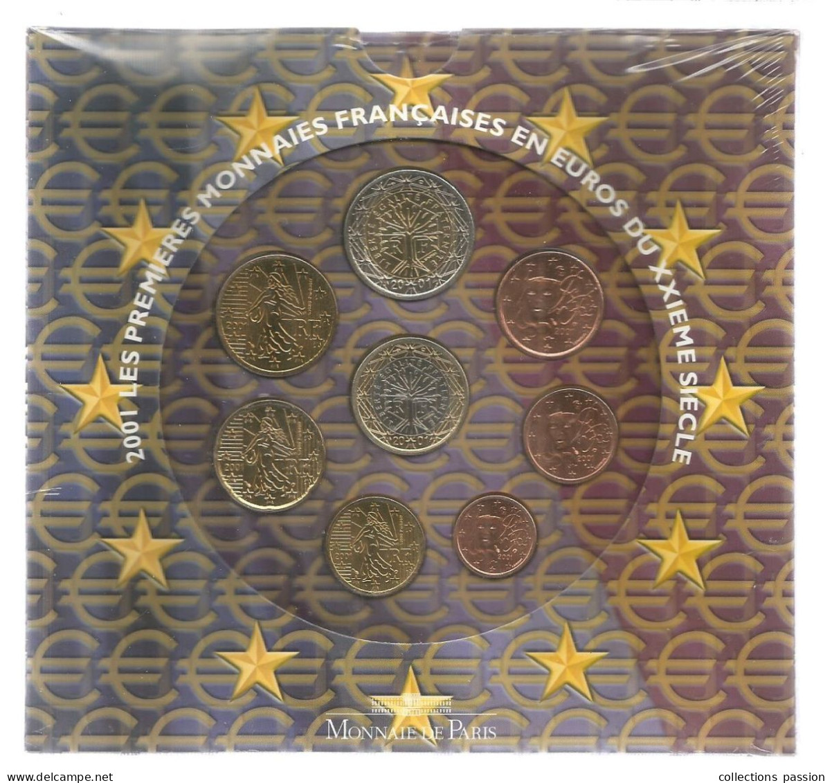 Monnaie, Coffret, Emballage D'origine Scéllé, EURO France, Brillant Universel , Série Officielle, 2001, Frais Fr 3.50 E - Frankreich