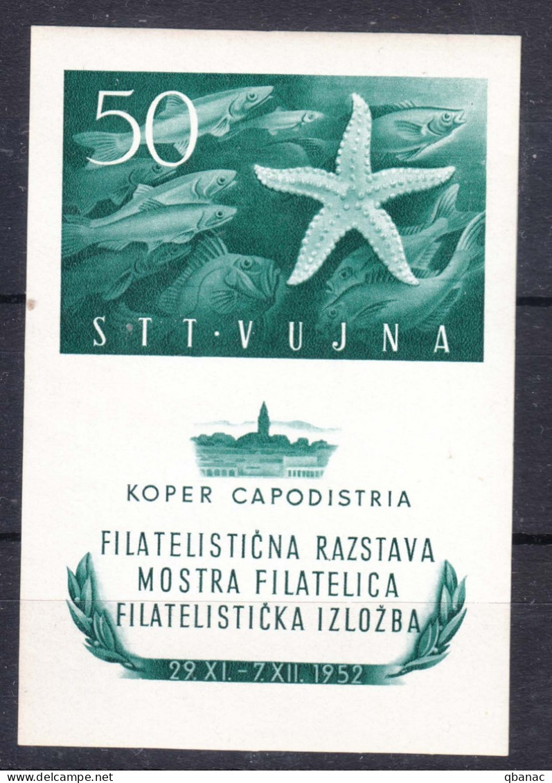 Italy Yugoslavia Trieste Zone B 1952 Seastar And Fish Sassone#3 Mi#Block 2 Mint Never Hinged - Neufs