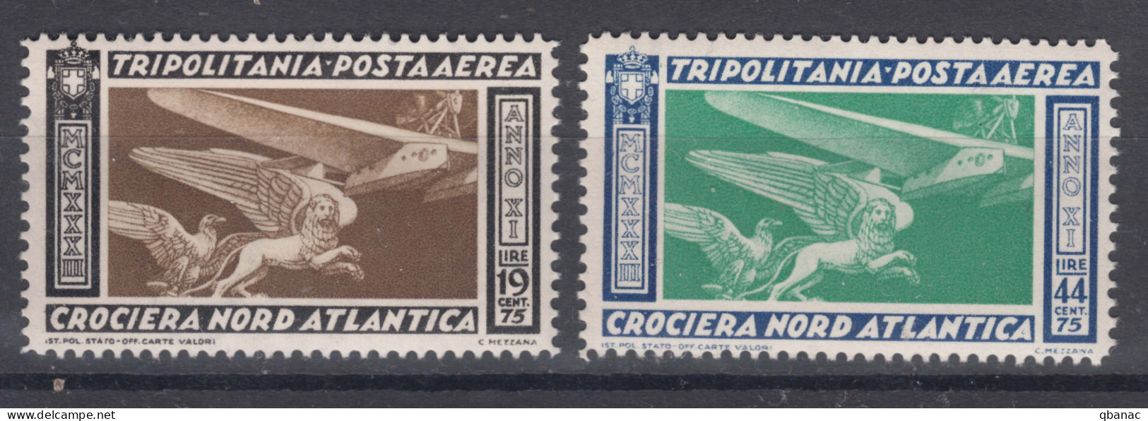 Italy Colonies Tripolitania 1933 Posta Aerea Sassone#28-29 Mint Never Hinged - Tripolitania