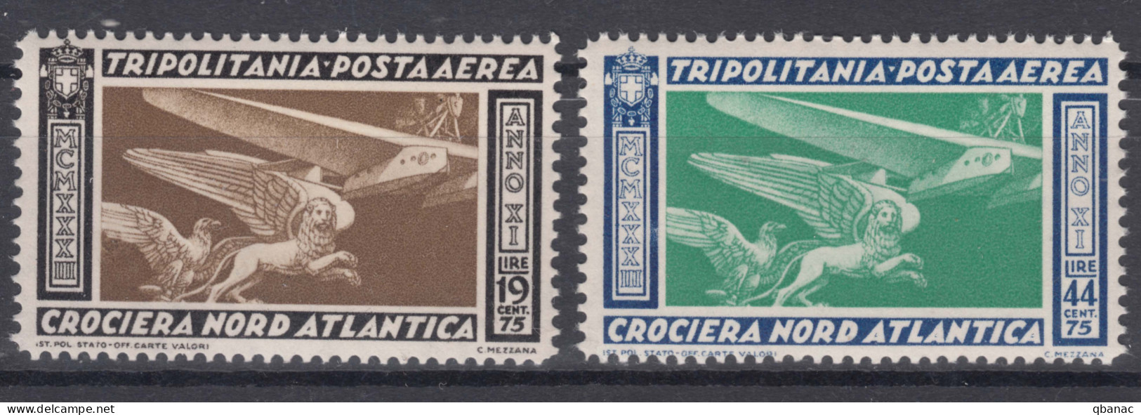 Italy Colonies Tripolitania 1933 Posta Aerea Sassone#28-29 Mint Never Hinged - Tripolitania