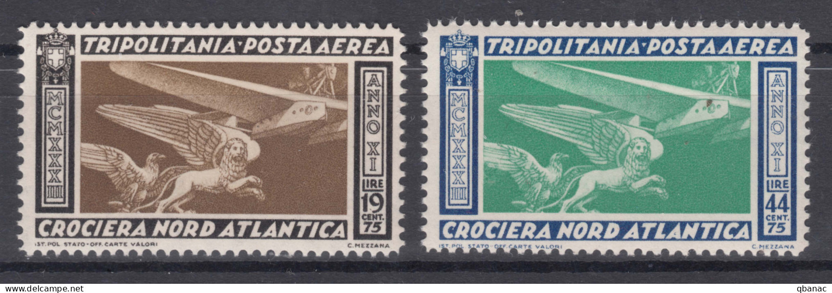 Italy Colonies Tripolitania 1933 Posta Aerea Sassone#28-29 Mint Never Hinged - Tripolitania