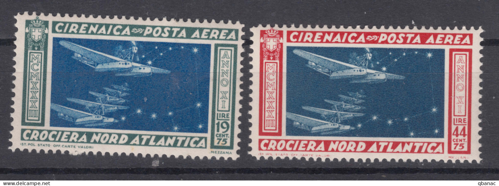 Italy Colonies Cirenaica 1933 Posta Aerea Sassone#18-19 Mint Never Hinged - Cirenaica