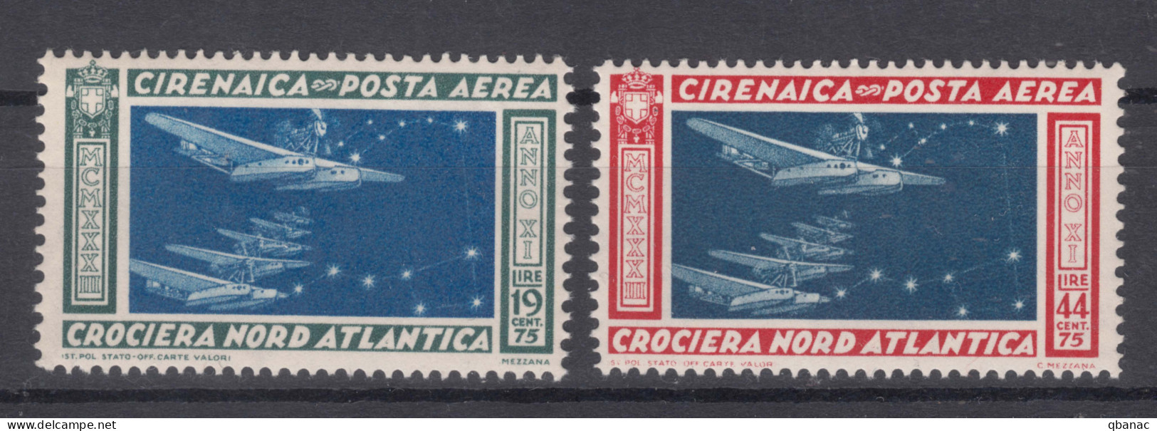 Italy Colonies Cirenaica 1933 Posta Aerea Sassone#18-19 Mint Never Hinged - Cirenaica