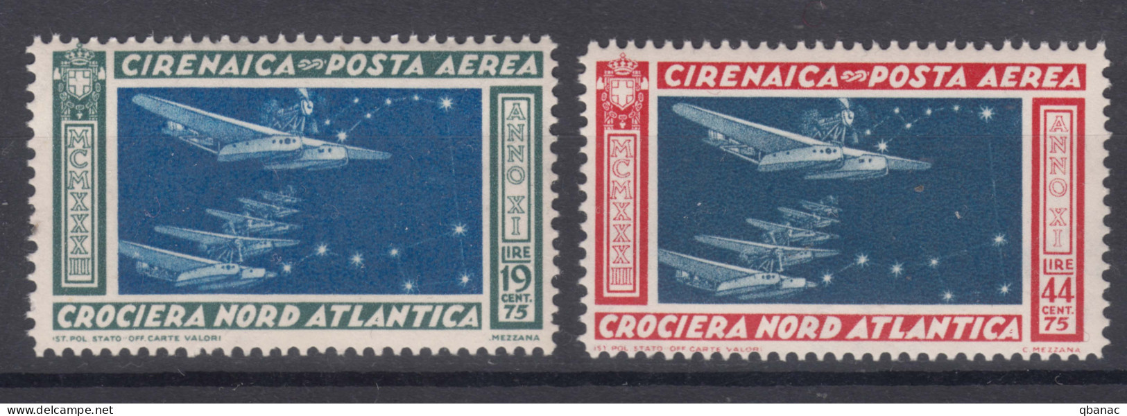 Italy Colonies Cirenaica 1933 Posta Aerea Sassone#18-19 Mint Never Hinged - Cirenaica