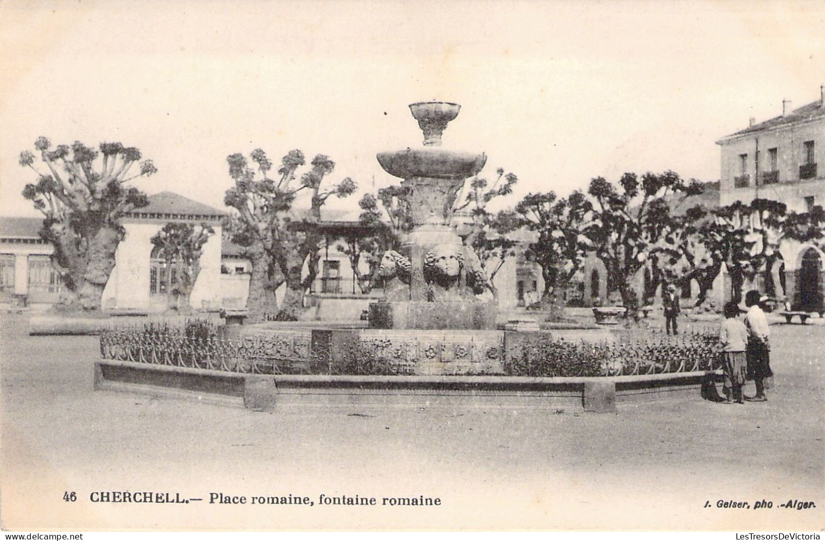 ALGERIE - CHERCHELL - Place Romaine - Fontaine Romaine - Carte Postale Ancienne - Other & Unclassified