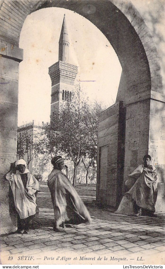 ALGERIE - SETIF - Porte D'Alger Et Minaret De La Mosquée - Carte Postale Ancienne - Sétif