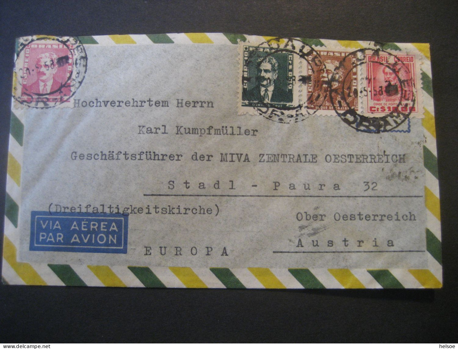 Brasilien- Luftpost Geschäfts-Brief Gelaufen Von Uaupes Nach Stadl Paura - Covers & Documents
