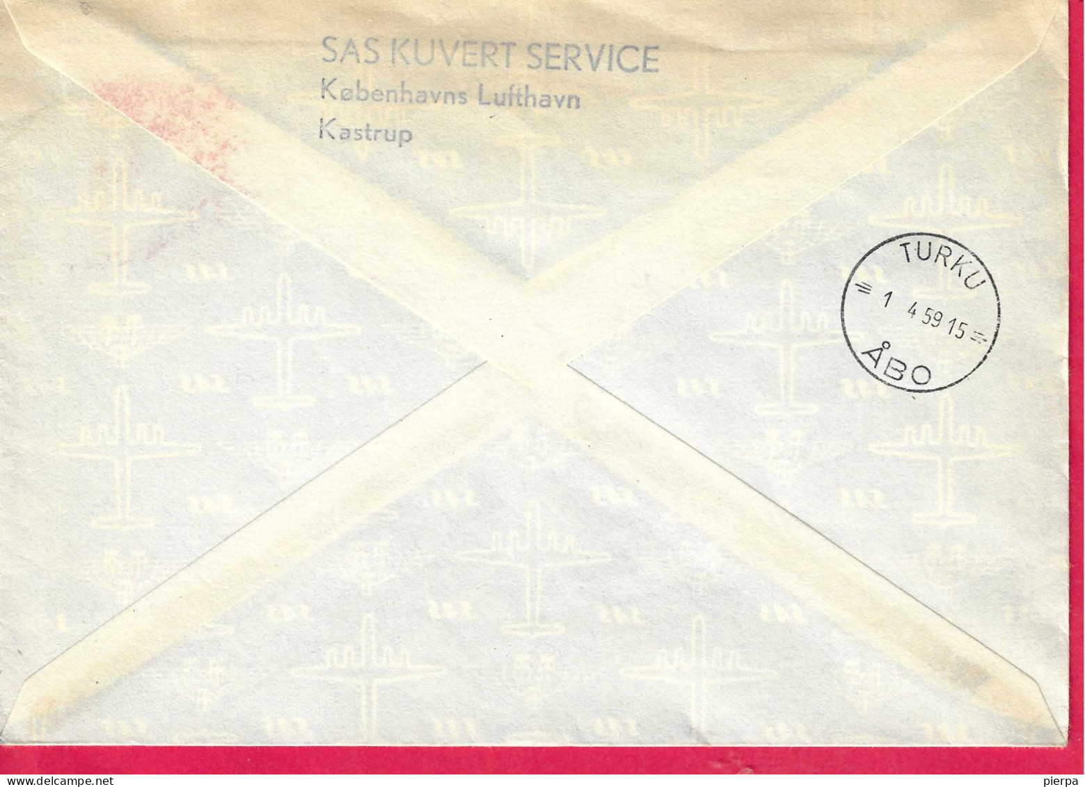 DANMARK - FIRST FLIGHT SAS FROM KOBENHAVN TO ABO * 1.4.59* ON OFFICIAL COVER - Poste Aérienne