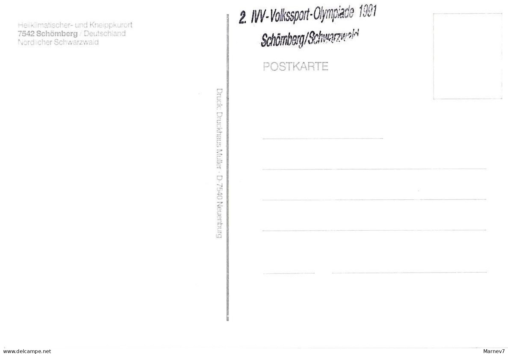 Evènement - Volkssport Olympiade - SCHÖMBERG Allemagne - 1991 - 3 Cartes - Manifestations