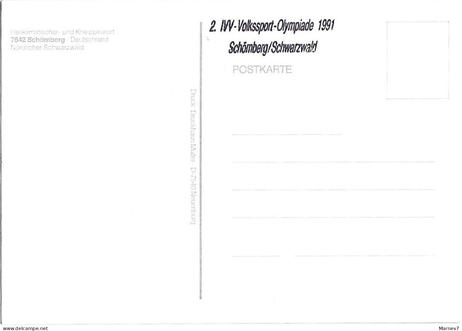 Evènement - Volkssport Olympiade - SCHÖMBERG Allemagne - 1991 - 3 Cartes - Manifestations