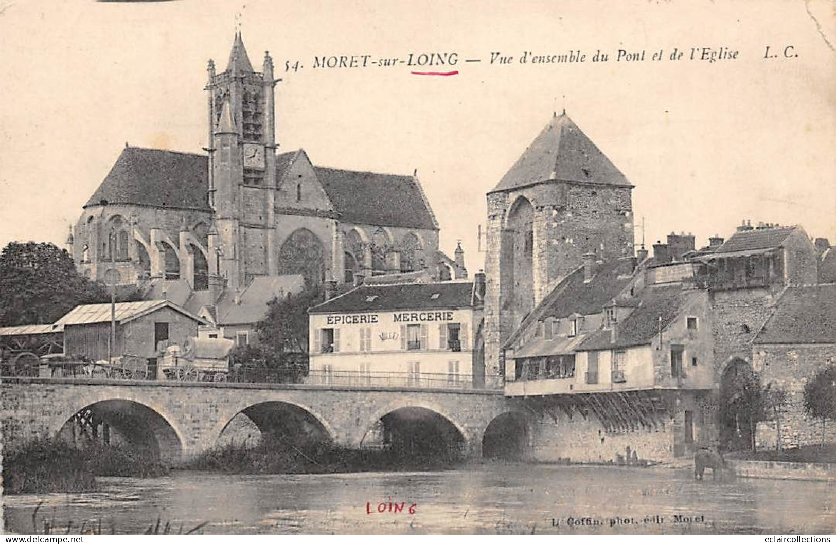 Moret Sur Loing           77        Vue D'ensemble Du Pont Et L'église     (voir Scan) - Moret Sur Loing