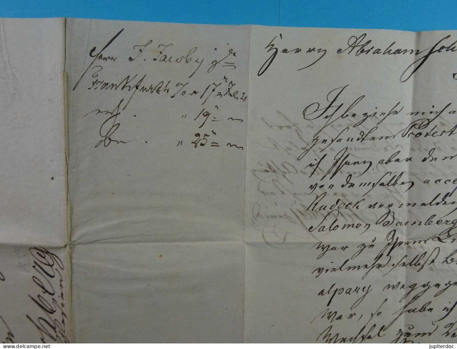 1821 Lettre De Frankfurth (2 Pages) - Cheques & Traveler's Cheques