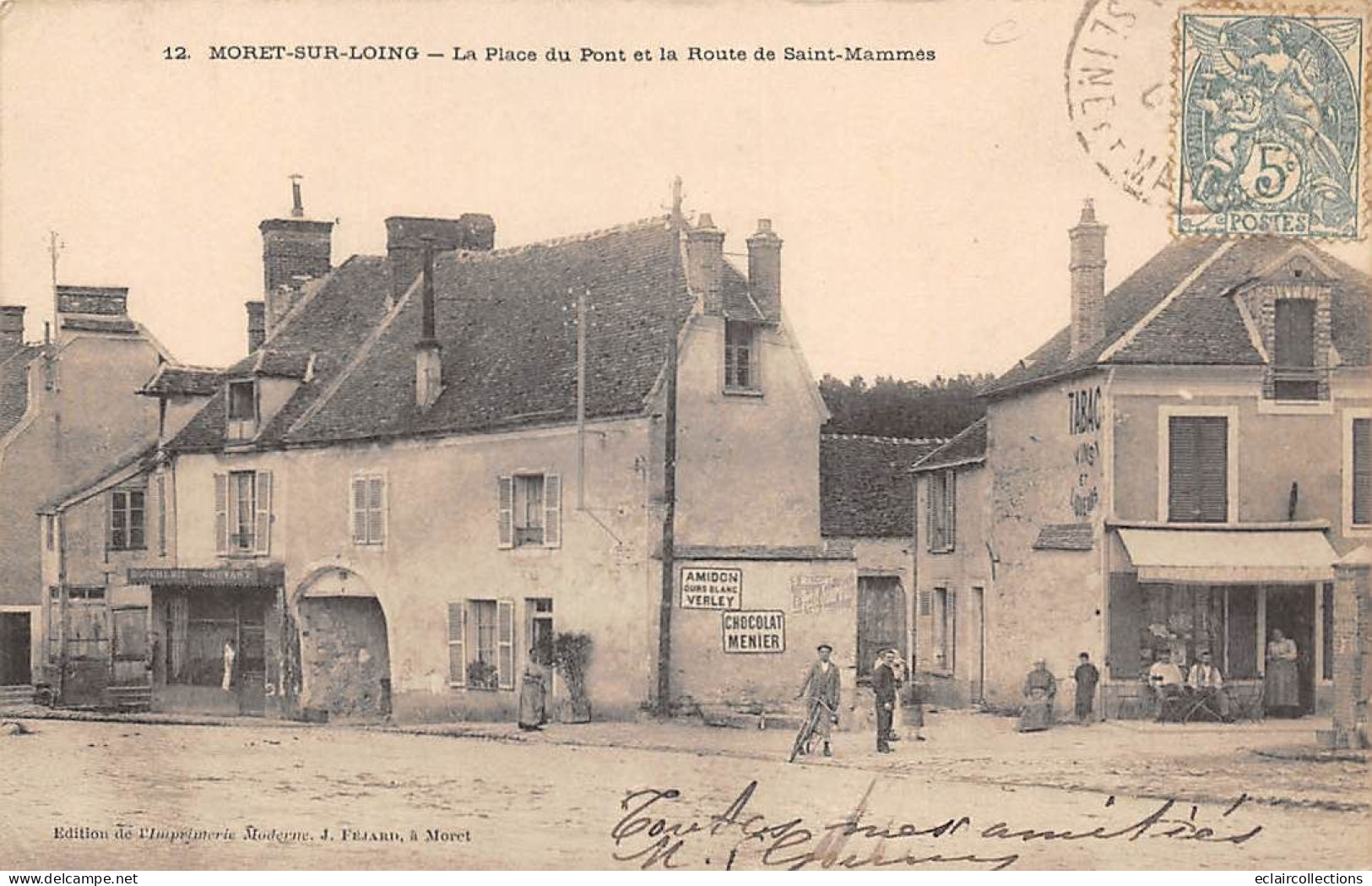 Moret Sur Loing           77        La Place Du Pont Et Route De St Mammes       N° 12    (voir Scan) - Moret Sur Loing