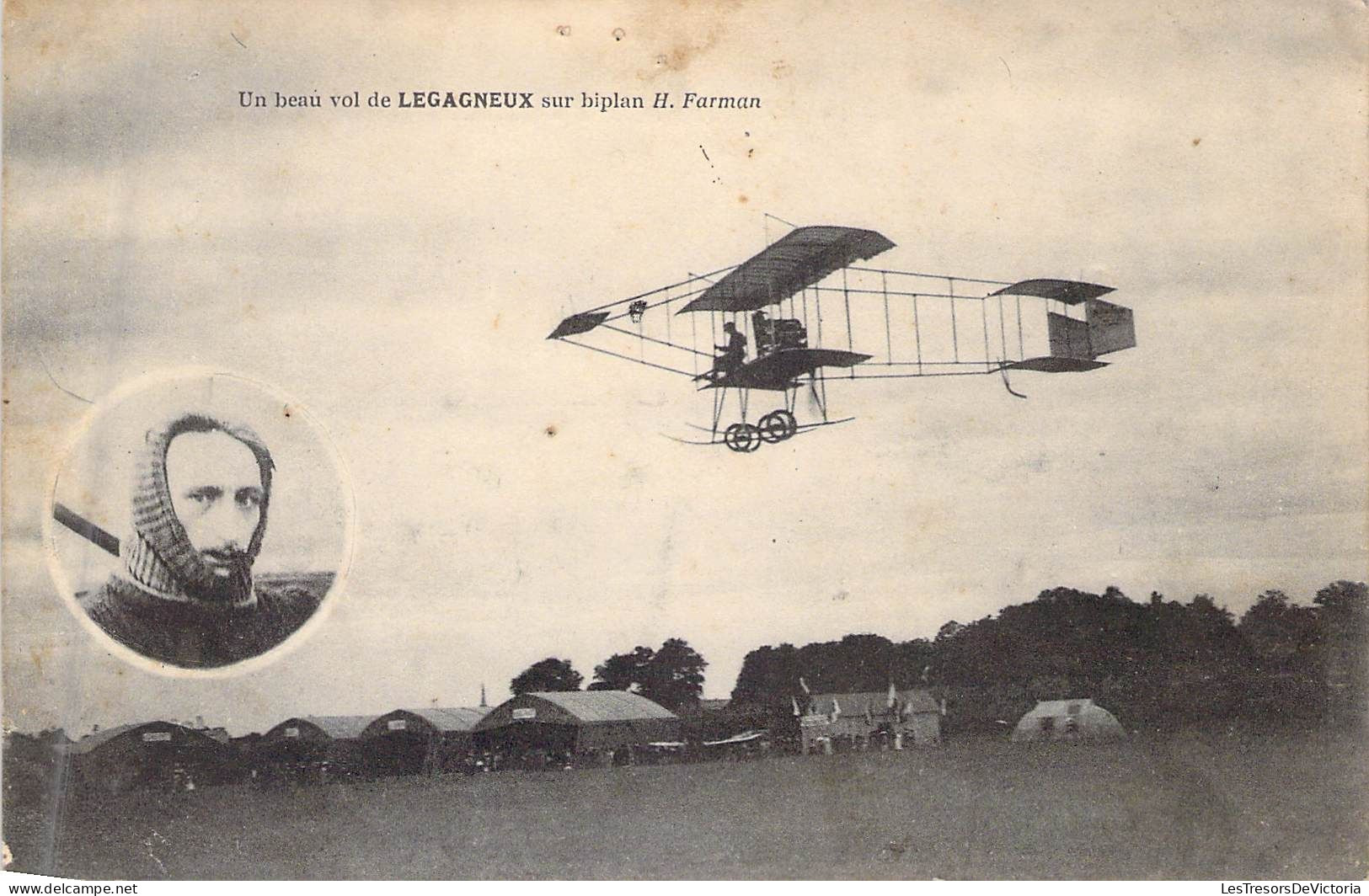 AVIATION - AVIATEURS - Un Beau Vol De LEGAGNEUX Sur Le Biplan H Farman - Edition Spéciale  - Carte Postale Ancienne - Aviatori