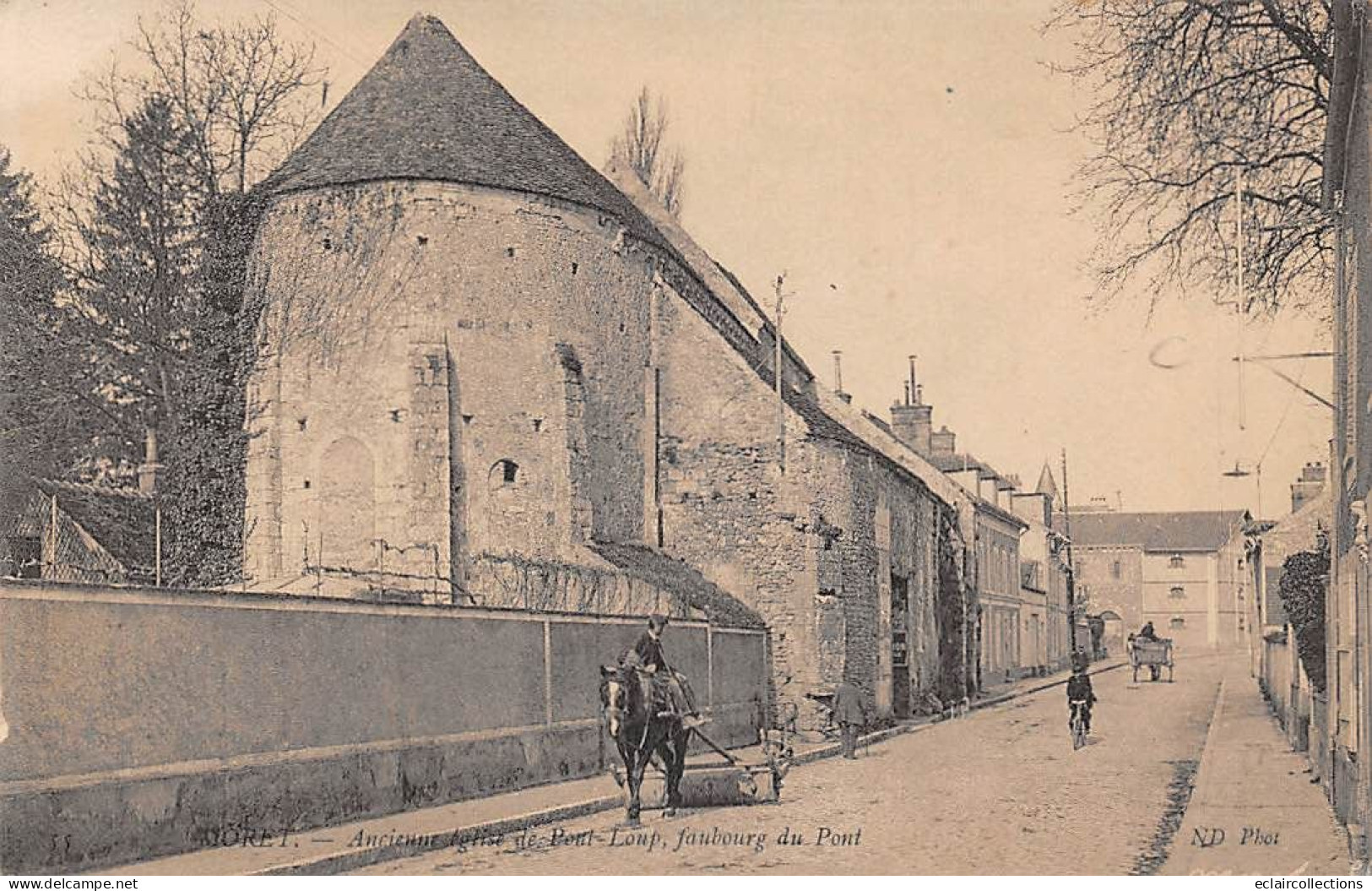 Moret Sur Loing   77  Ancienne église De Pont Loup. Faubourg Du Pont.  Rouleau Tracté Par Un Cheval N° 206   (voir Scan) - Moret Sur Loing