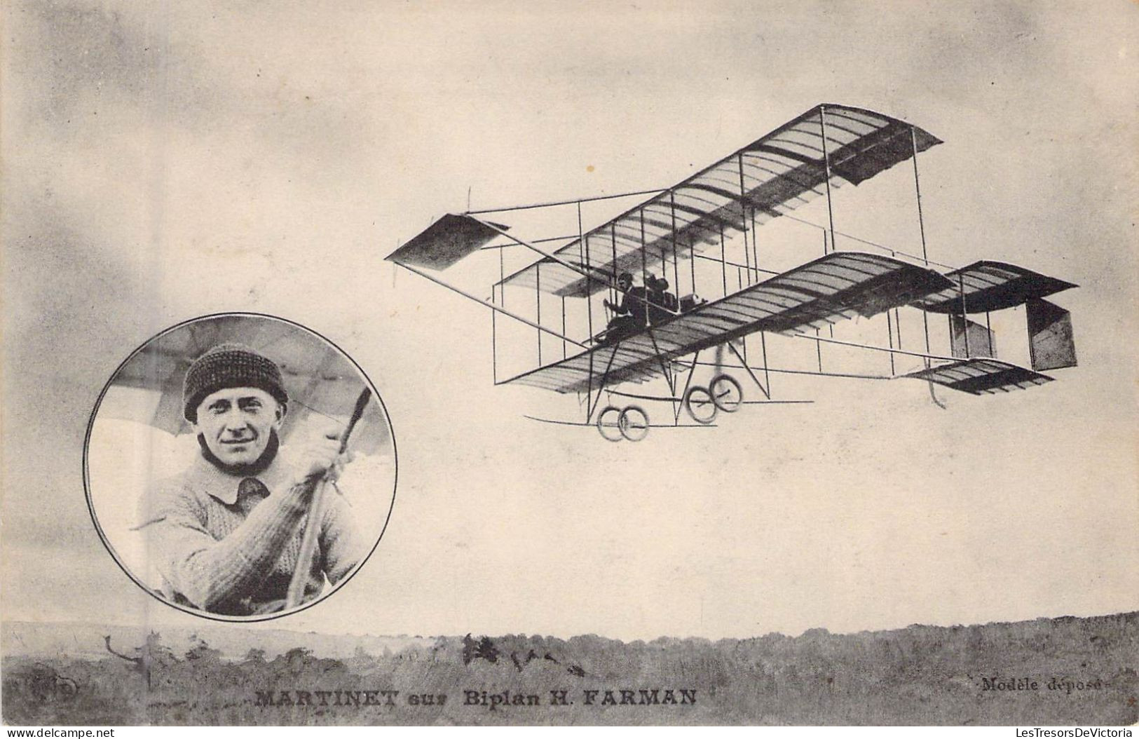 AVIATION - AVIATEURS - MARTINET Aux Biplan H FARMAN  - Carte Postale Ancienne - Aviatori