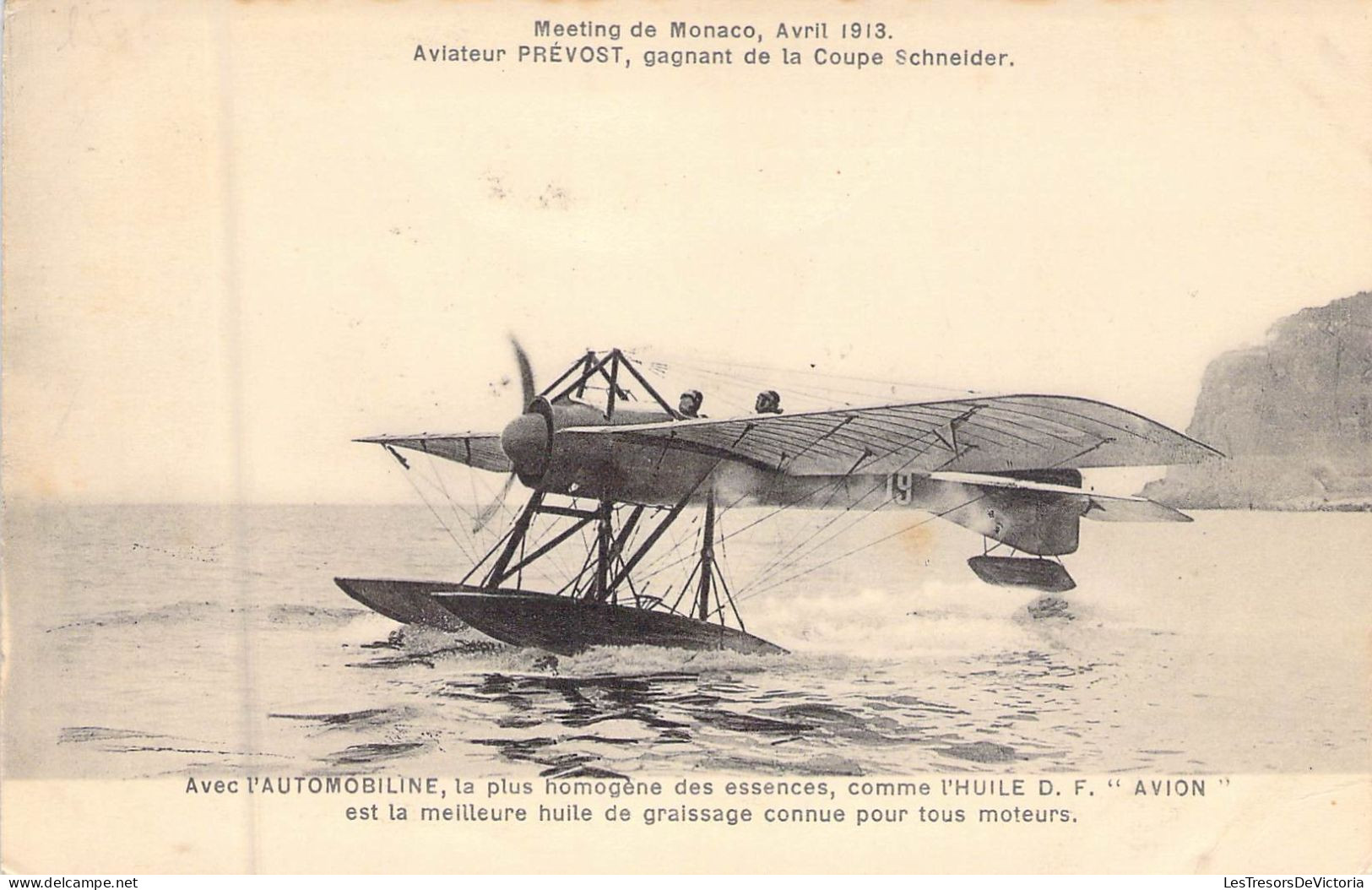 AVIATEURS - Meeting De Monaco Avril 1913 Aviateur PREVOST Gagnant De La Coupe Schneider - Carte Postale Ancienne - Airmen, Fliers