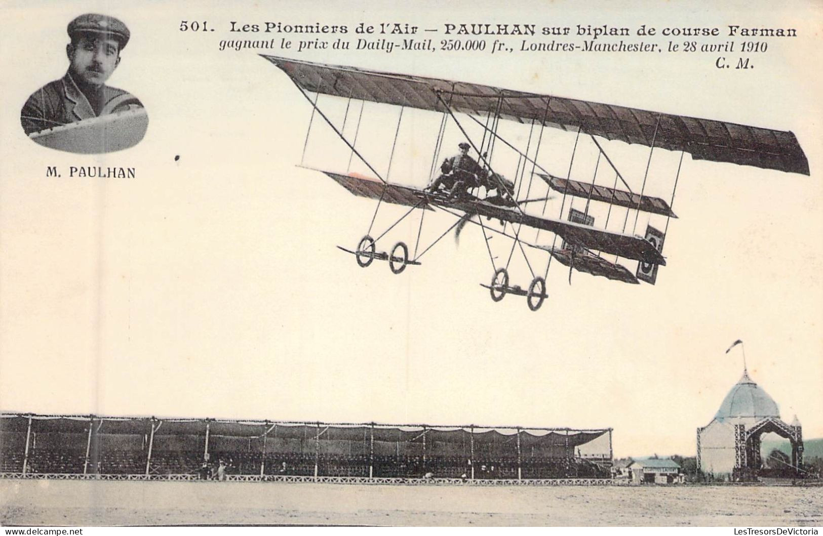 AVIATEURS - Les Pionniers De L'air - PAULHAN Sur Biplan De Course Farman Gagnant Le Prix......- Carte Postale Ancienne - Aviatori