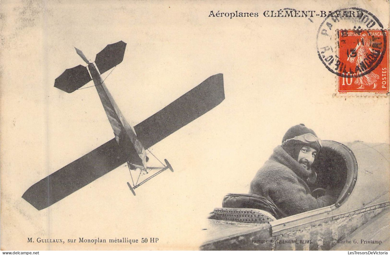 AVIATEURS - Aéroplanes CLEMENT BAYARD - M GUILLAUX Sur Monoplan Métallique 50 HP- Carte Postale Ancienne - Aviatori