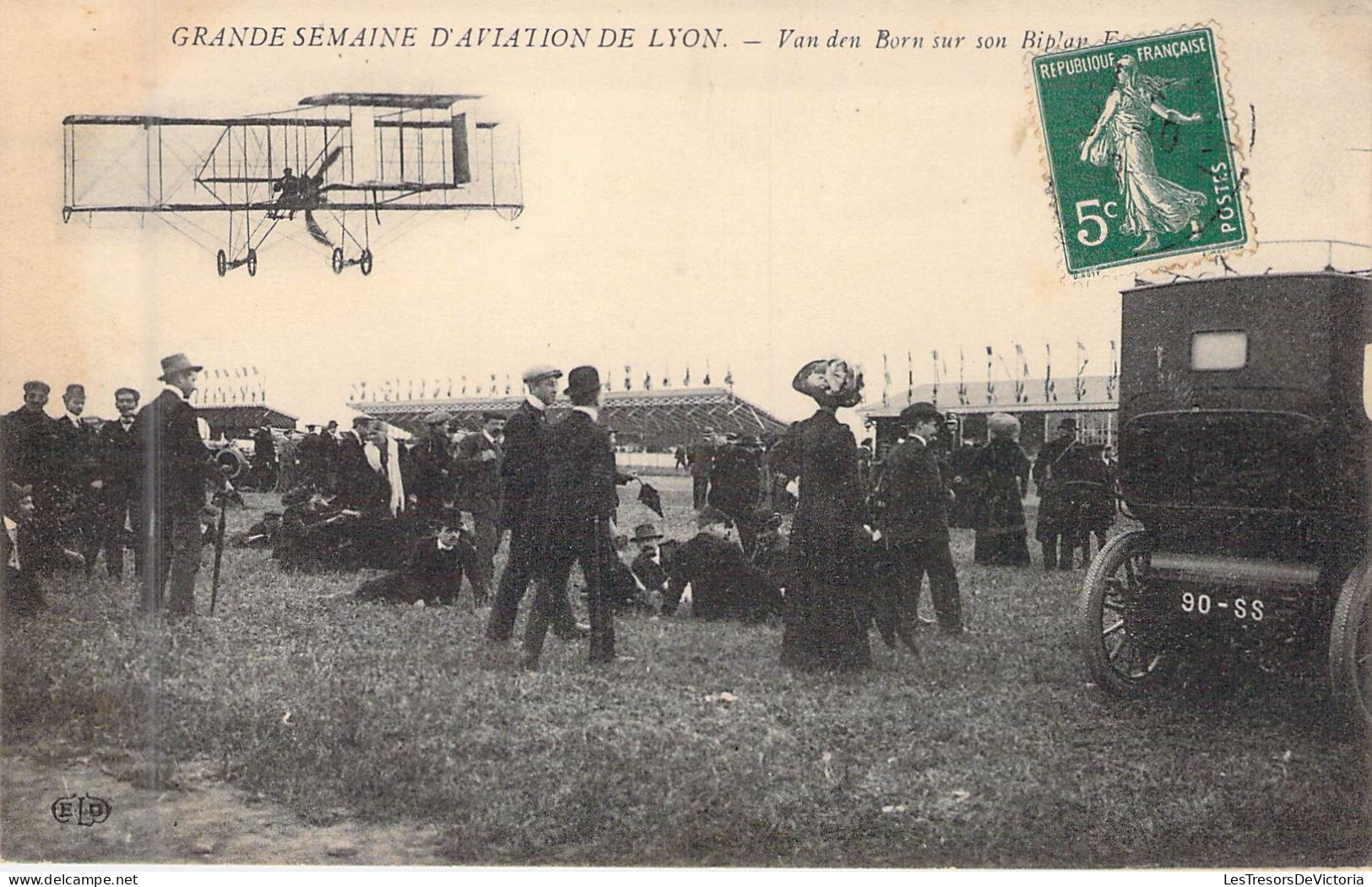 PRECURSEURS - GRANDE SEMAINE D'AVIATION DE LYON - Van Den Born Sur Son Biplan - Carte Postale Ancienne - ....-1914: Vorläufer