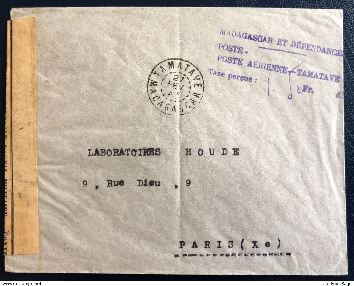 Madagascar, Affranchissement En Numéraire Sur Enveloppe TAD Tamatave 27.2.1945 + Censure - (B4668) - Storia Postale