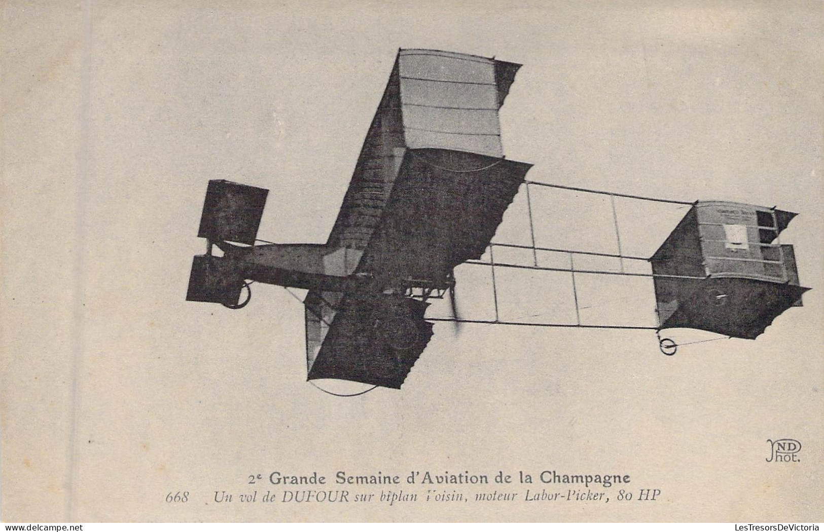 PRECURSEURS - Grande Semaine D'Aviation De La Champagne - Un Vol DUFOUR Sur Biplan Voisin - Carte Postale Ancienne - ....-1914: Precursors