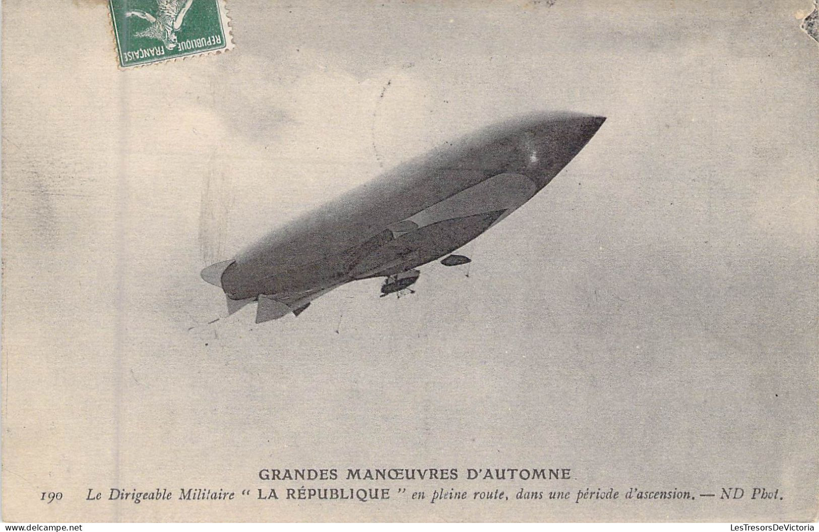 DIRIGEABLES - Le Dirigeable Militaire " LA REPUBLIQUE " En Pleine Route  - Carte Postale Ancienne - Airships