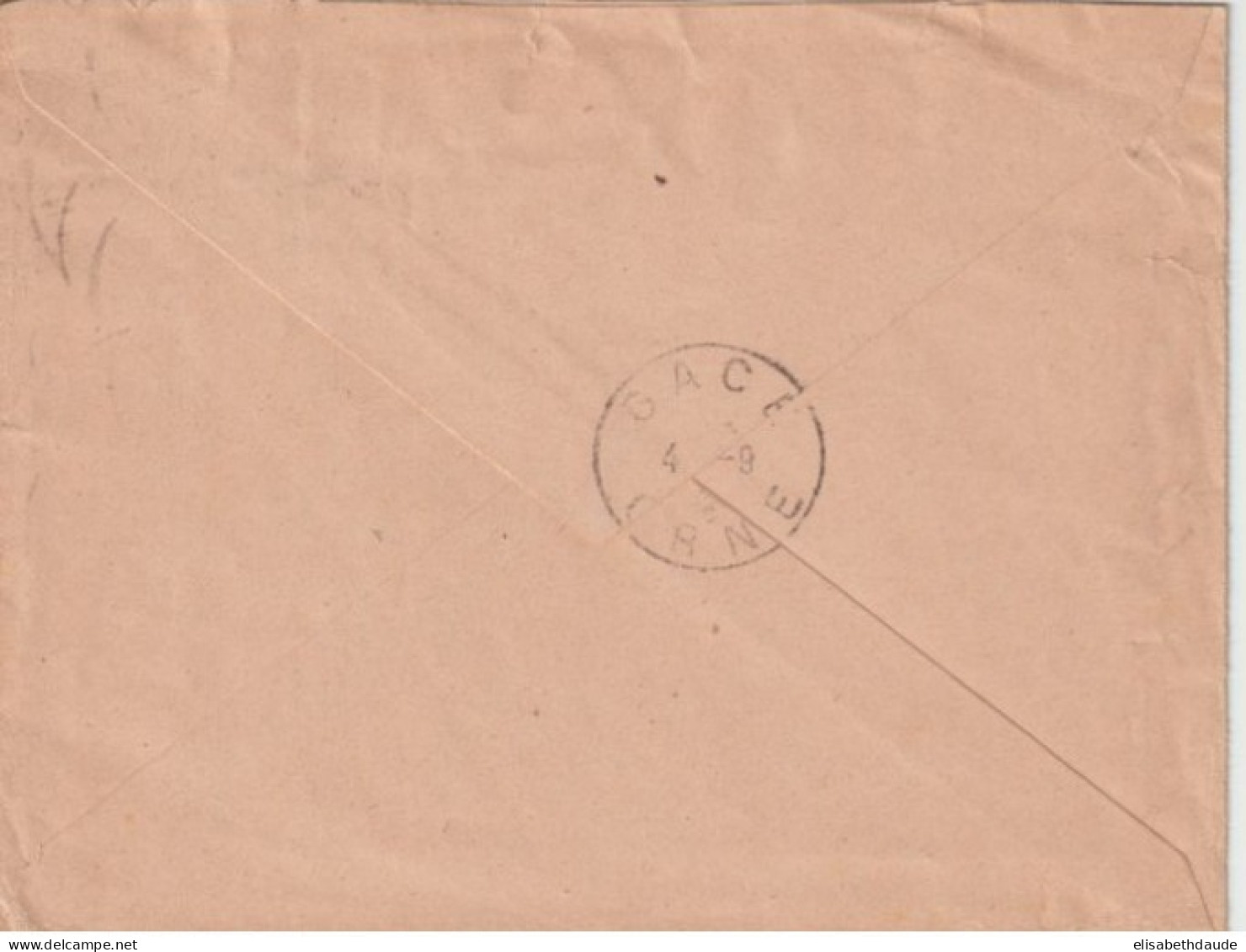 1925 - ALGERIE - SEMEUSE SURCHARGE ! ENVELOPPE De SIDI-BEL-ABBES => GACE (ORNE) - Briefe U. Dokumente