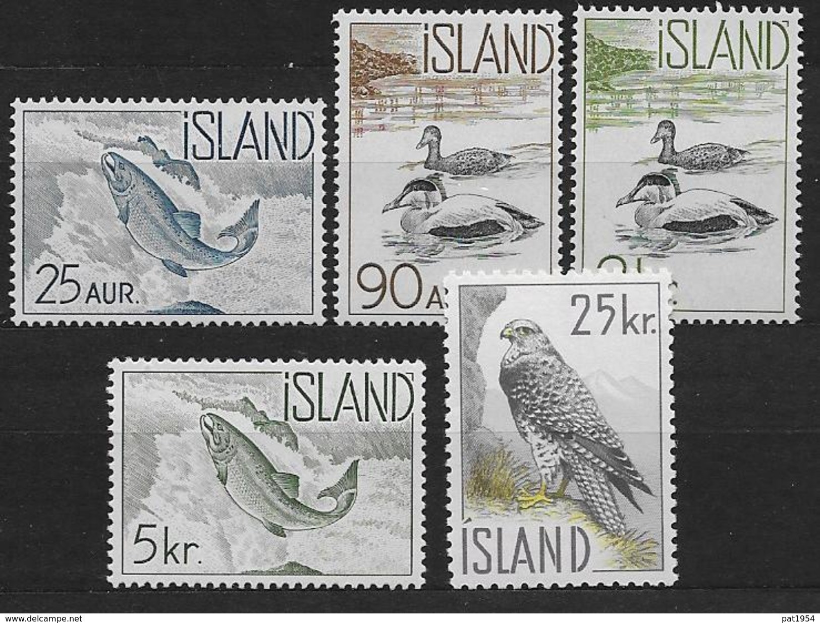 Islande 1959 N° 294/298  Neufs ** MNH.   Oiseaux Et Poissons, Eiders, Saumons Et Faucon - Neufs