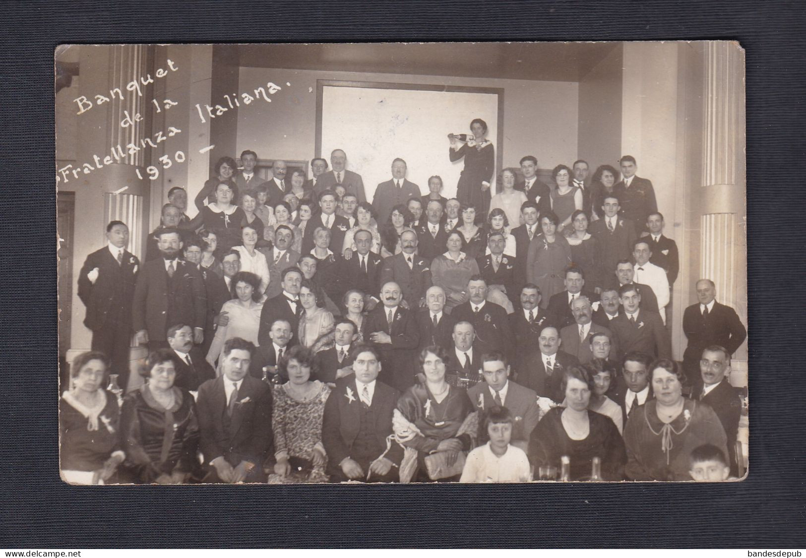 Carte Photo Portrait Groupe Banquet De La Fratellanza Italiana 1930 ( Nancy ?) 55501 - Empfänge