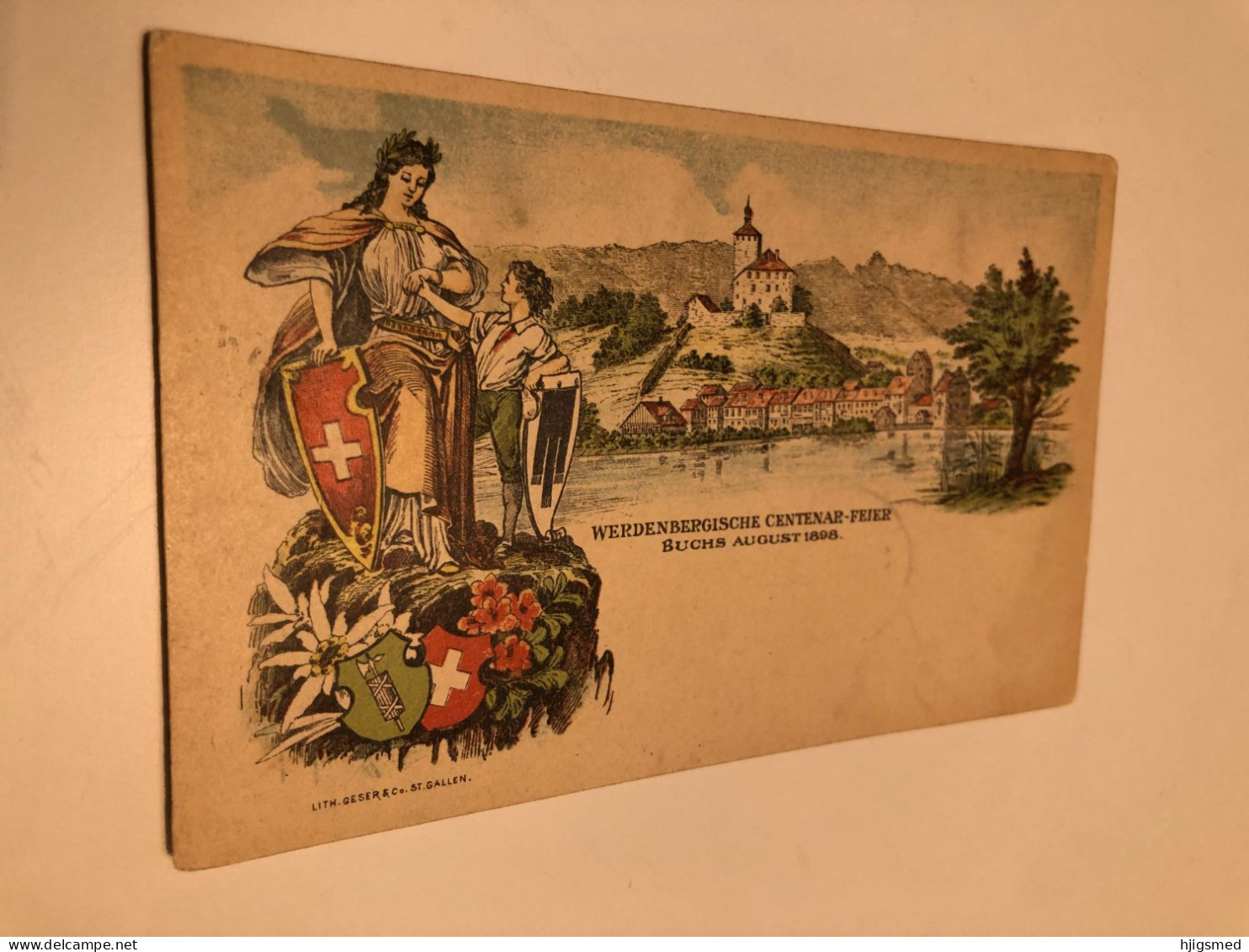 Switzerland Suisse Schweiz 1898 LITHO Buchs Werdenberg Centenar Feier Coat Of Arms 15714 Post Card POSTCARD - Buchs