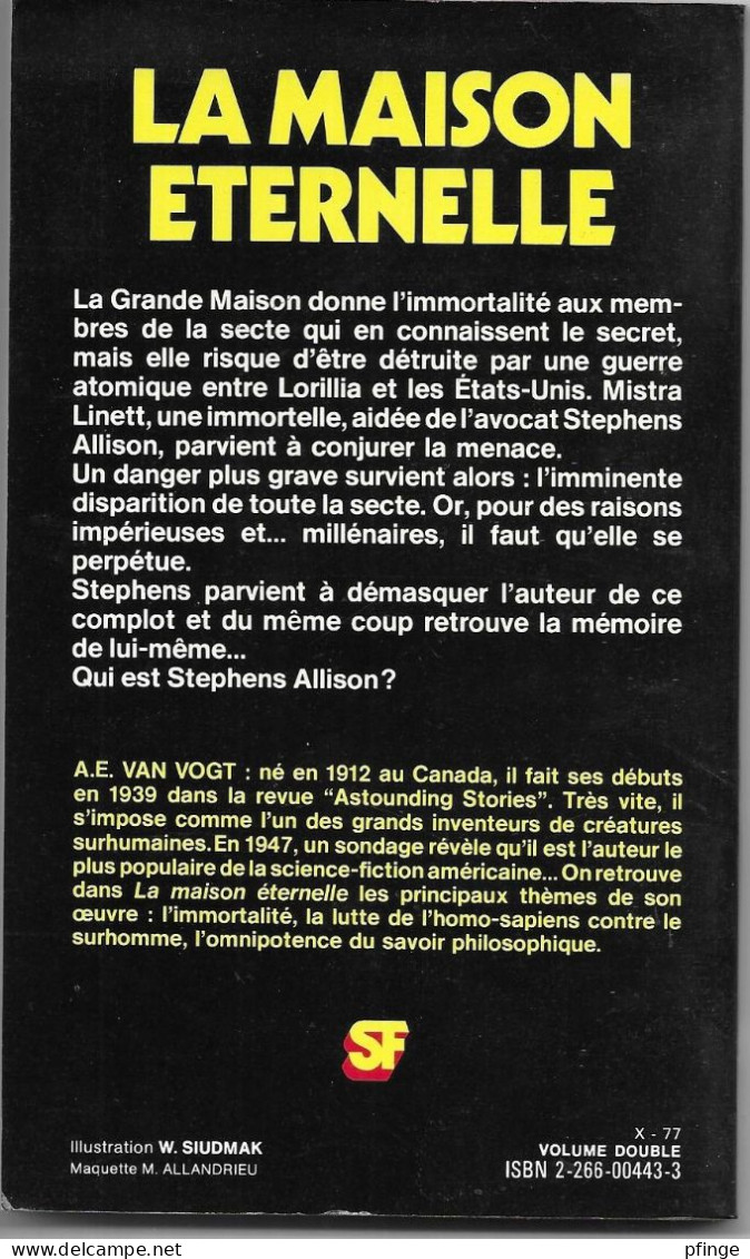 La Maison éternelle Par A.E. Van Vogt	- Presses Pocket N°5011 - Presses Pocket