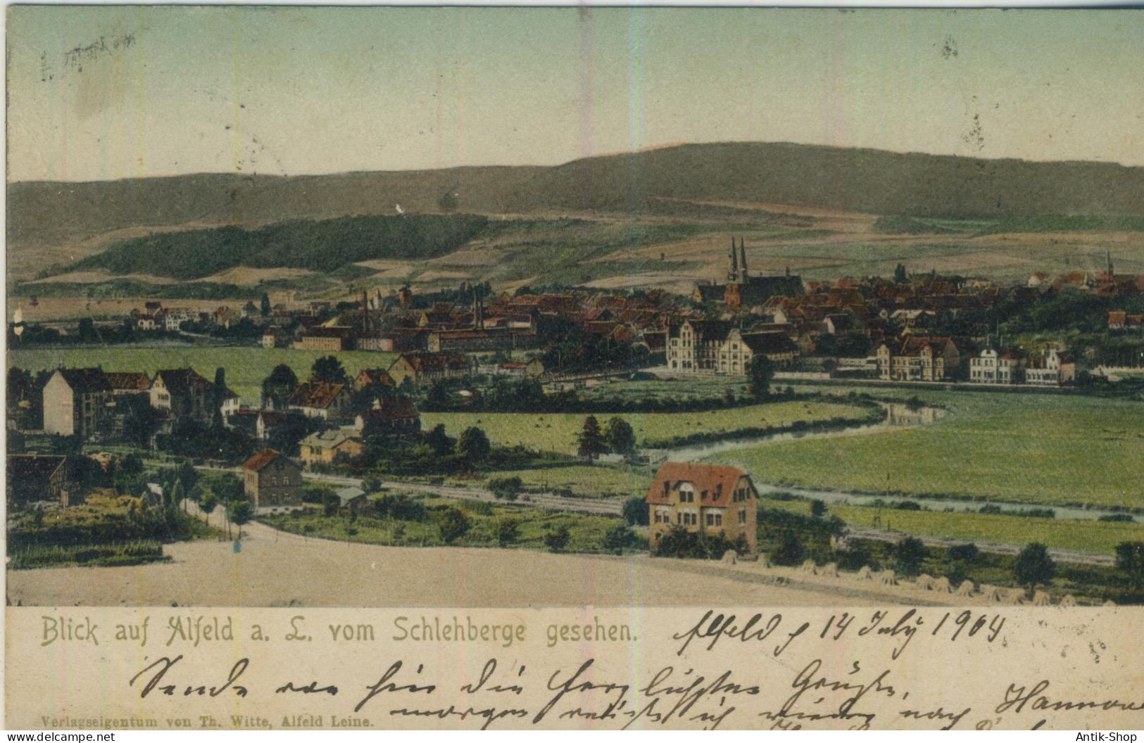 Blick Auf Ahlfeld A. L. Vom Schlehberge Gesehen - Von 1904 (59558) - Alfeld