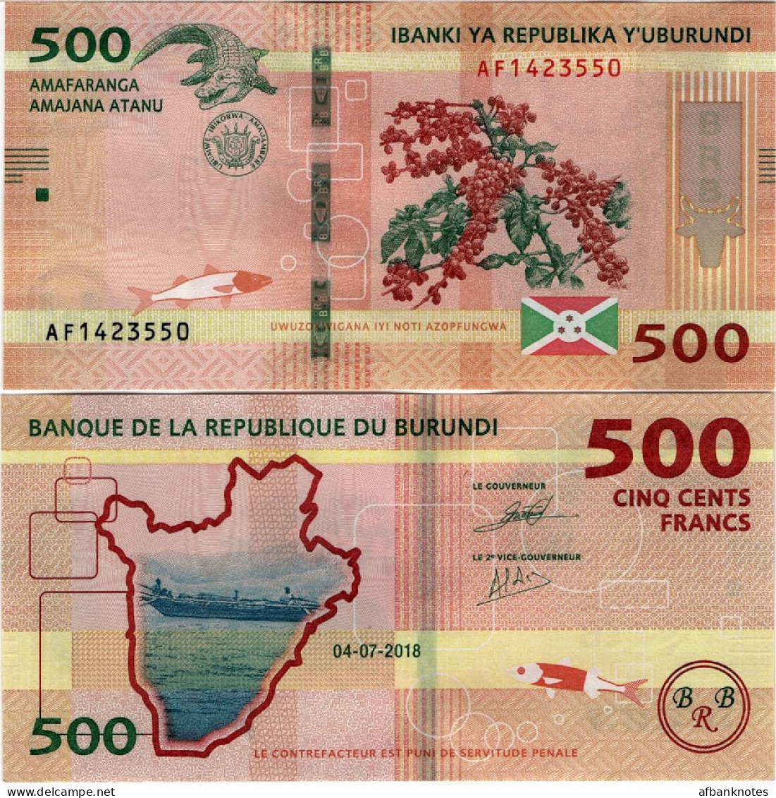 BURUNDI      500 Francs      P-50[b]       4.7.2018       UNC - Burundi