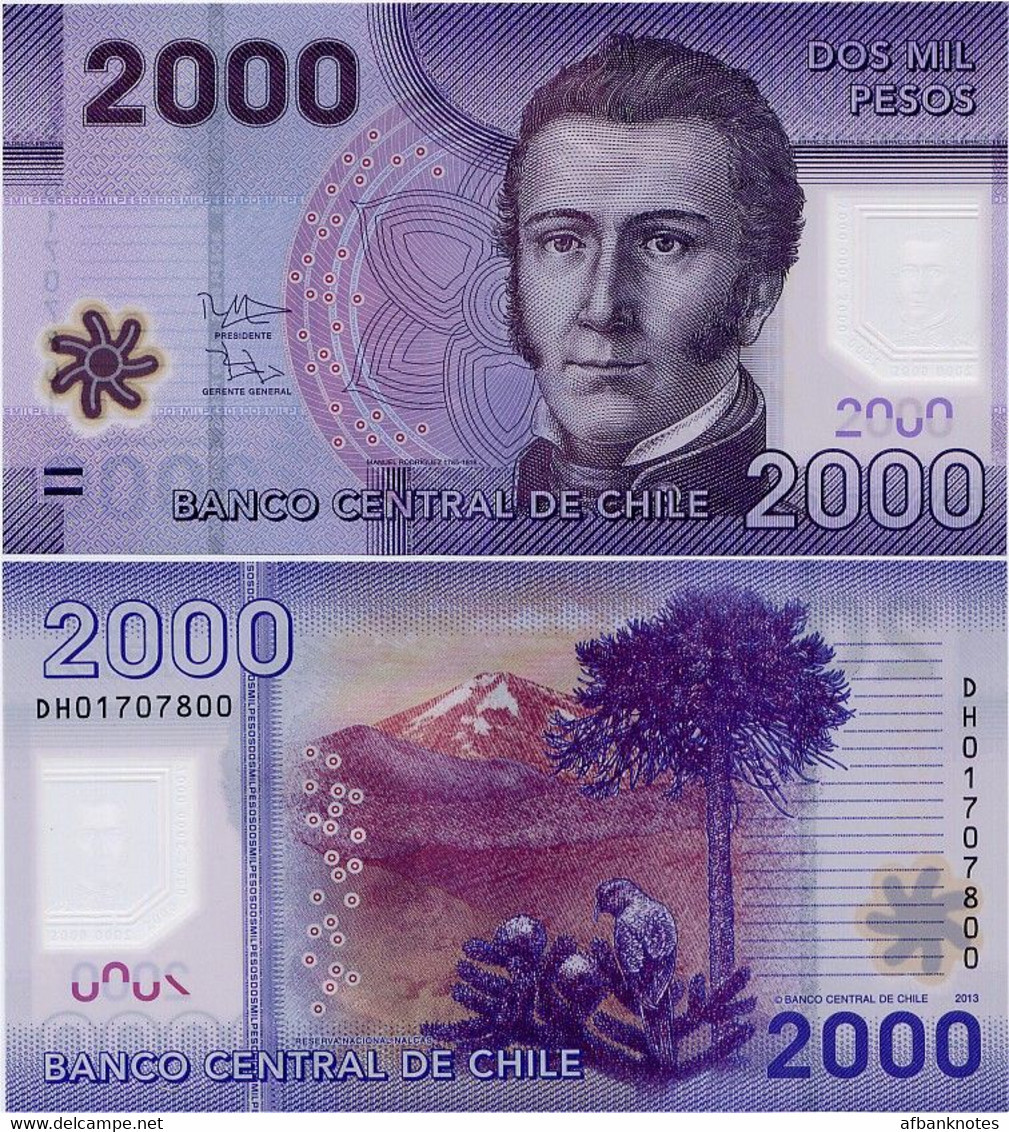 CHILE       2000 Pesos       P-162c       2013       UNC - Chile