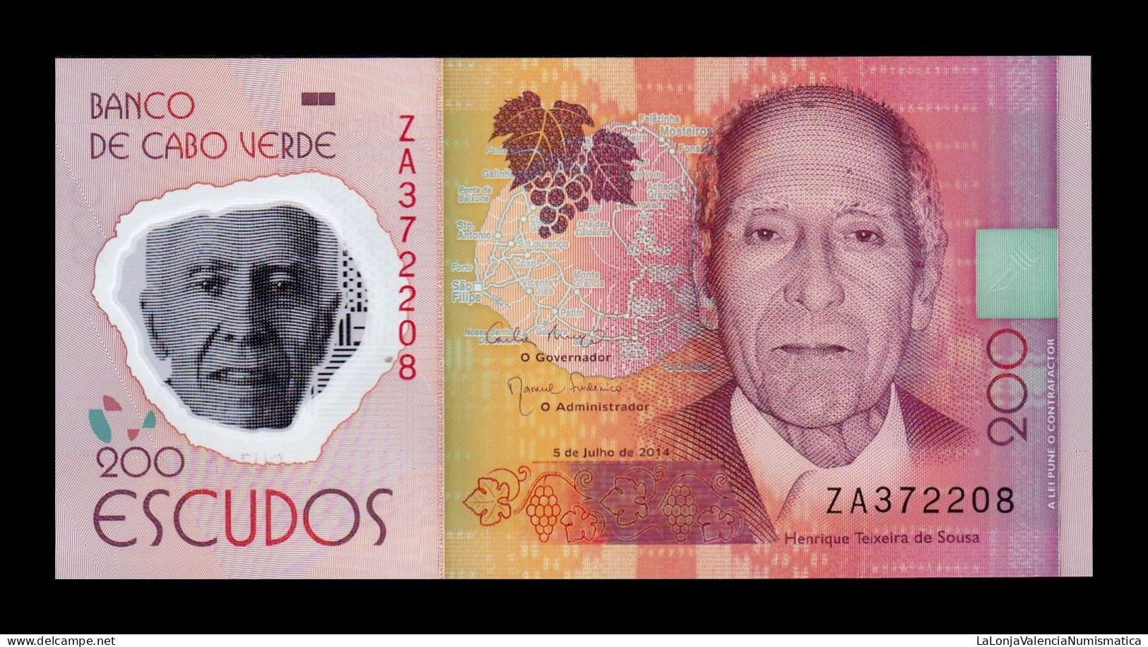 Cabo Cape Verde 200 Escudos 2014 Pick 71r Replacement ZA Polymer Sc Unc - Cape Verde