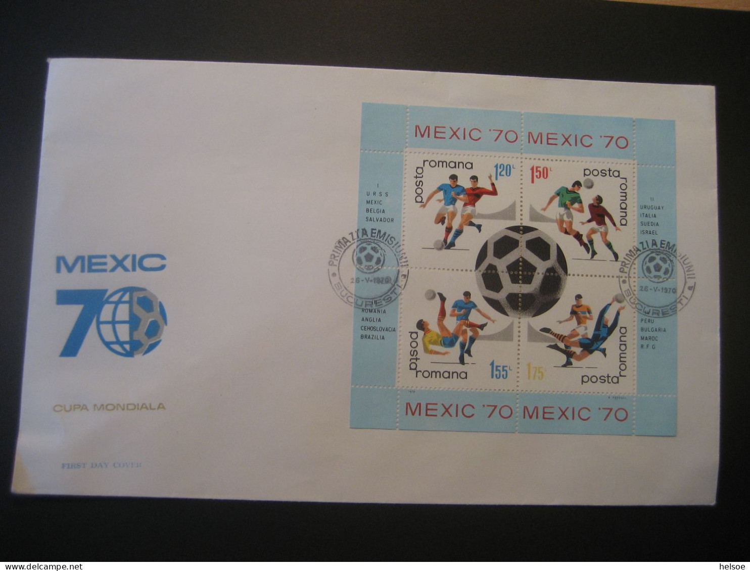 Rumänien 1970- FDC Block Mexic '70, Mit Sonderstempel - Cartas & Documentos