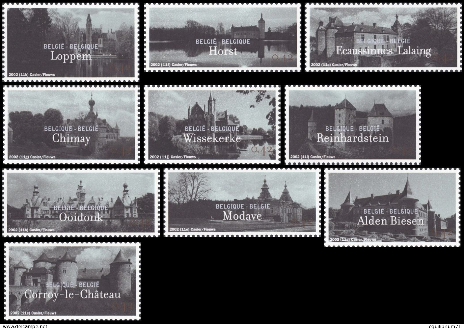 3074/3083**(BL94) - Châteaux / Kastelen / Schlösser / Castles - BELGIQUE - Châteaux