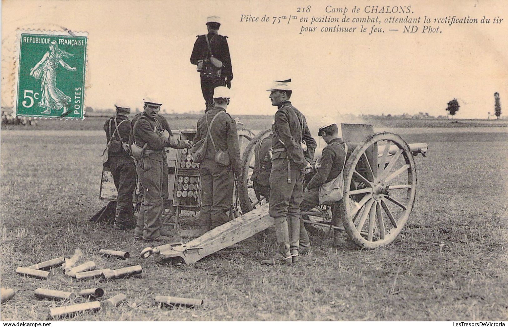 CASERNES - Camp De Chalons - Piéce De 75 En Position De Combat Attendant La Rectification Tir - Carte Postale Ancienne - Kasernen