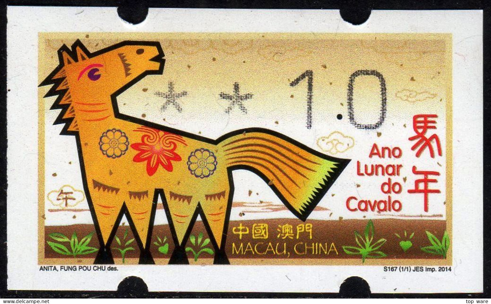 2014 China Macau ATM Stamps Pferd Horse / MNH / Klussendorf Automatenmarken Etiquetas Automatici - Automaten