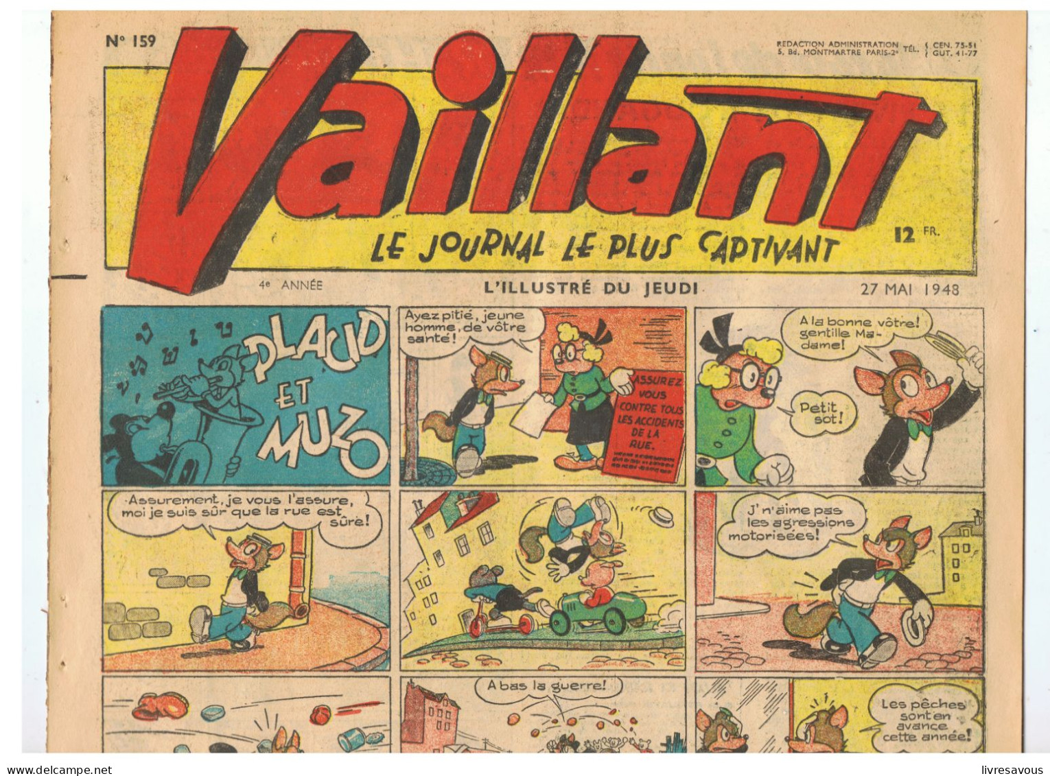 Vaillant N°159 Du 27 Mai 1948 Le Journal Le Plus Captivant - Vaillant