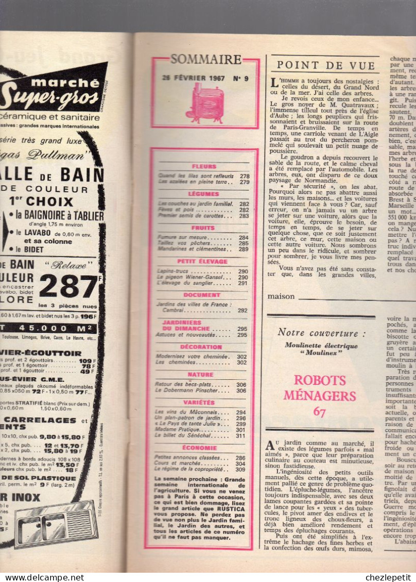 RUSTICA N°9 1967 Robots Ménagers Azalées Carottes Taille Des Pêchers Cambrai - Jardinage