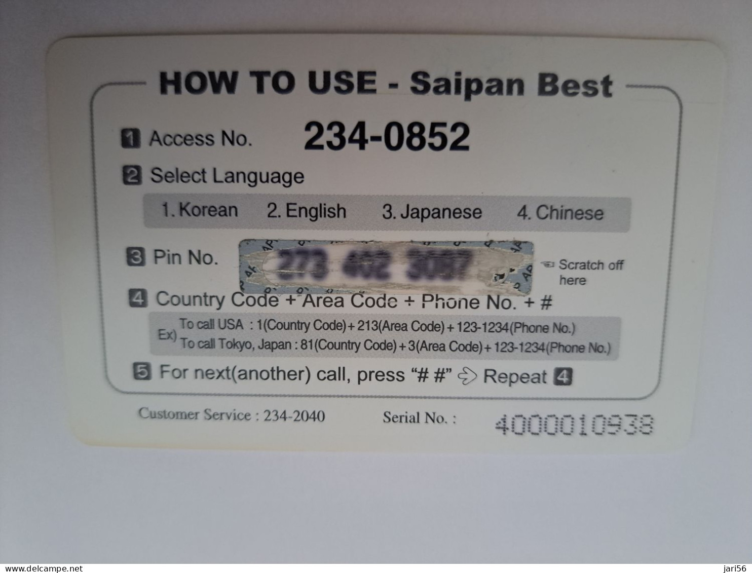 GUAM/ SAIPAN  PHONECARD $10,-  Fine Used  ** 12929  ** - Guam