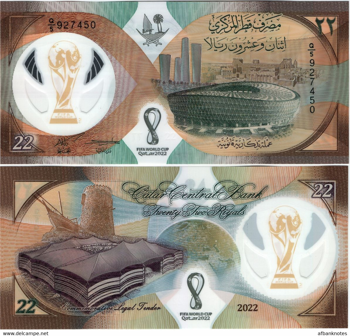 QATAR       22 Riyals       Comm.       P-W39       2022       UNC  [ WITHOUT FOLDER ] - Qatar